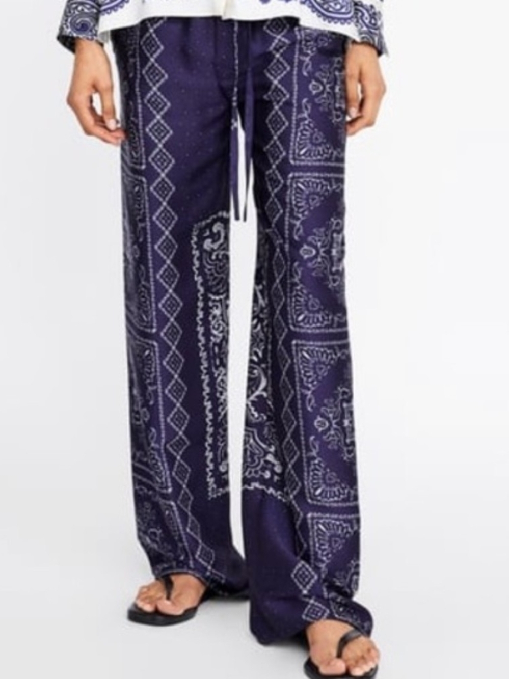 Zara Print Wide-Leg Pants. Size XL